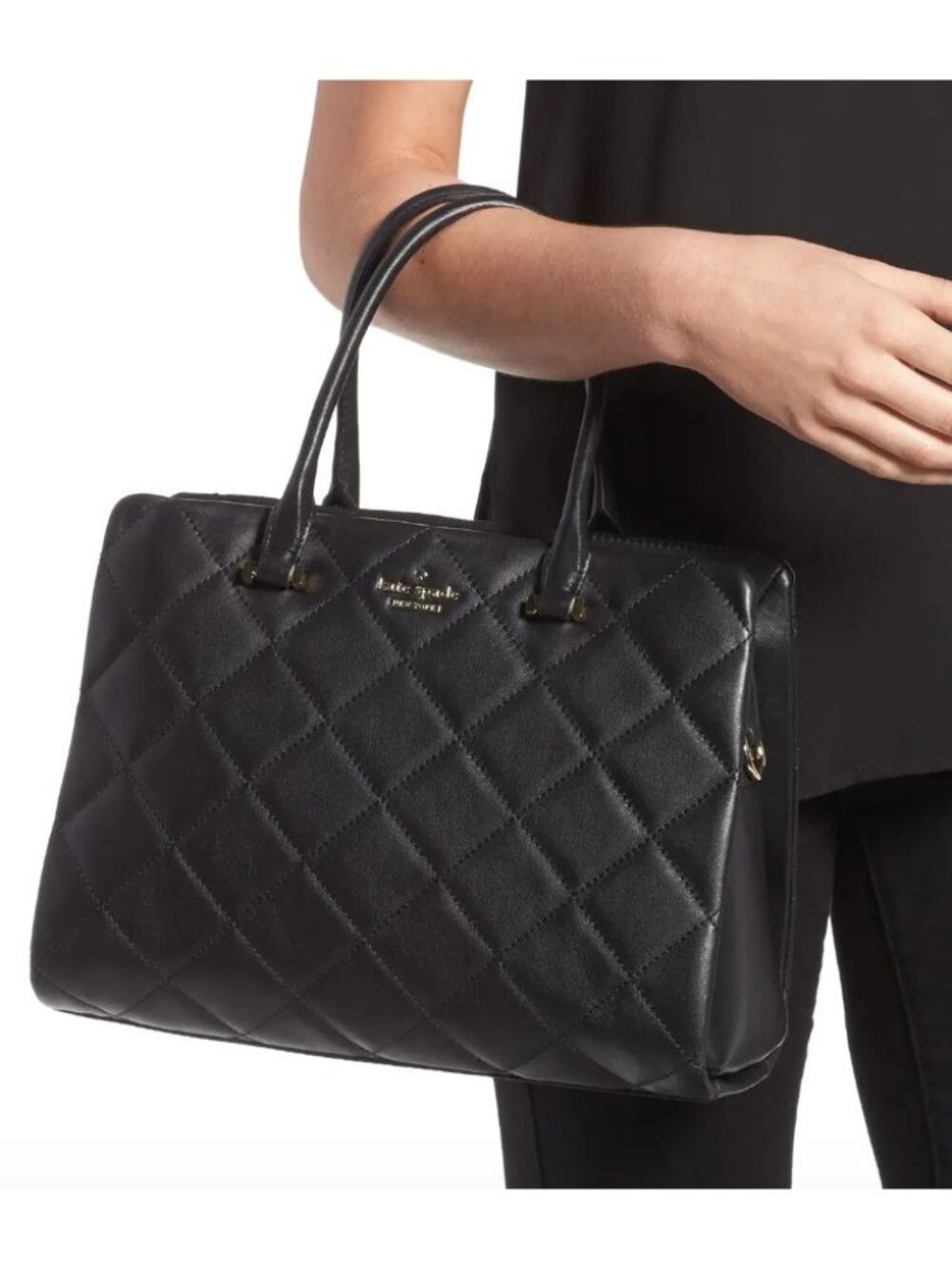 KATE SPADE emerson place olivera quilted leather satchel bag black